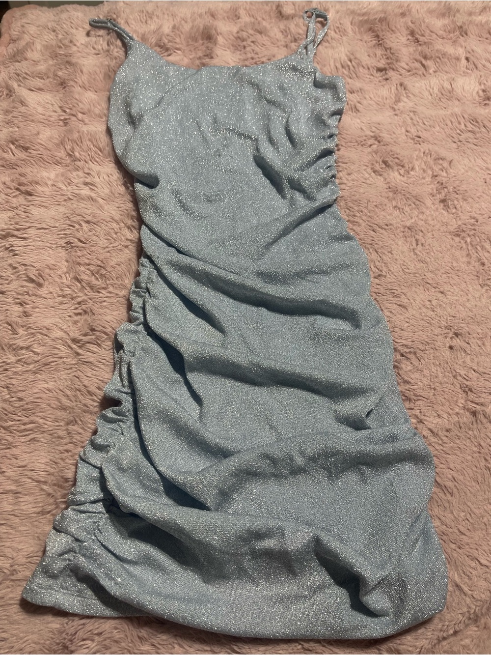 Women’s Shimmer Slip Dress in Light Silver-Blue